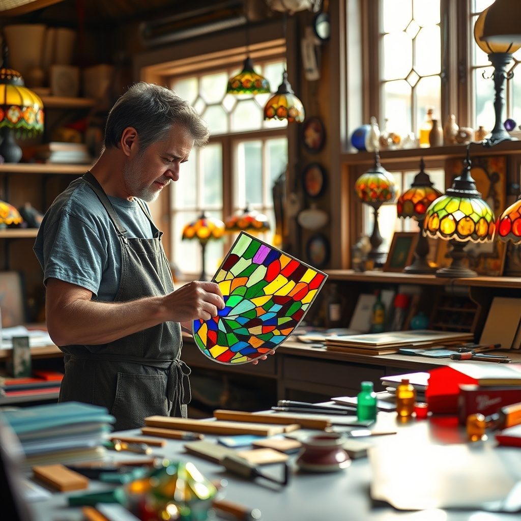 Stained glass window panel in natural light
