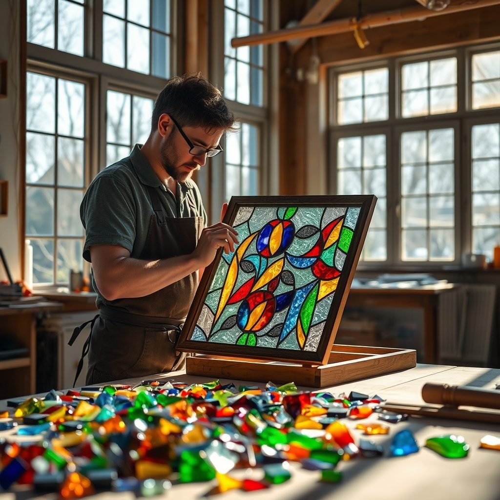 Stained glass art showcasing vibrant colors