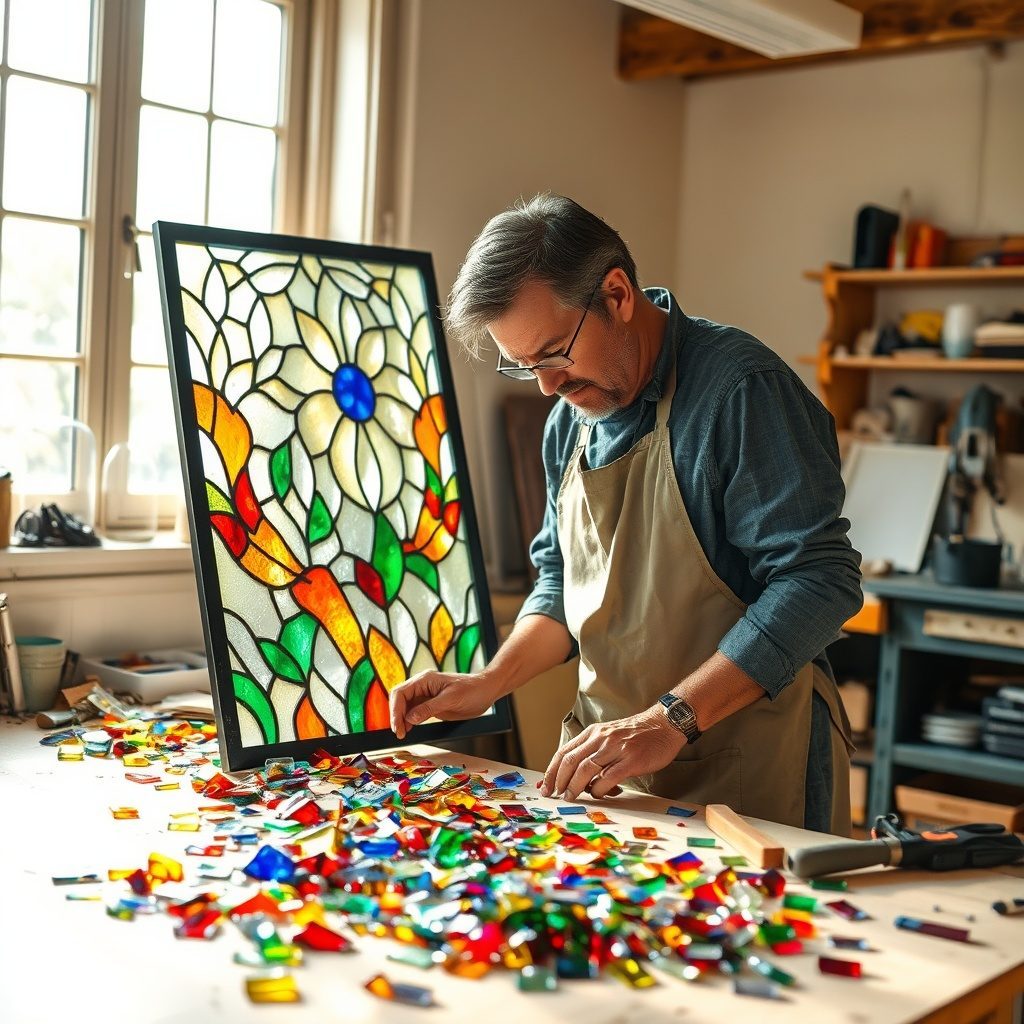 Custom stained glass window panel