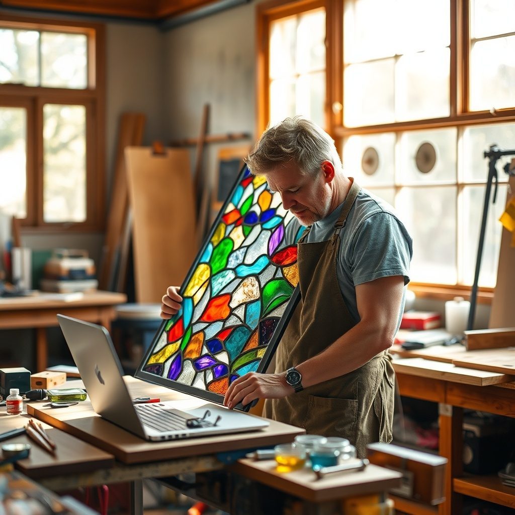 Stained glass window panel design