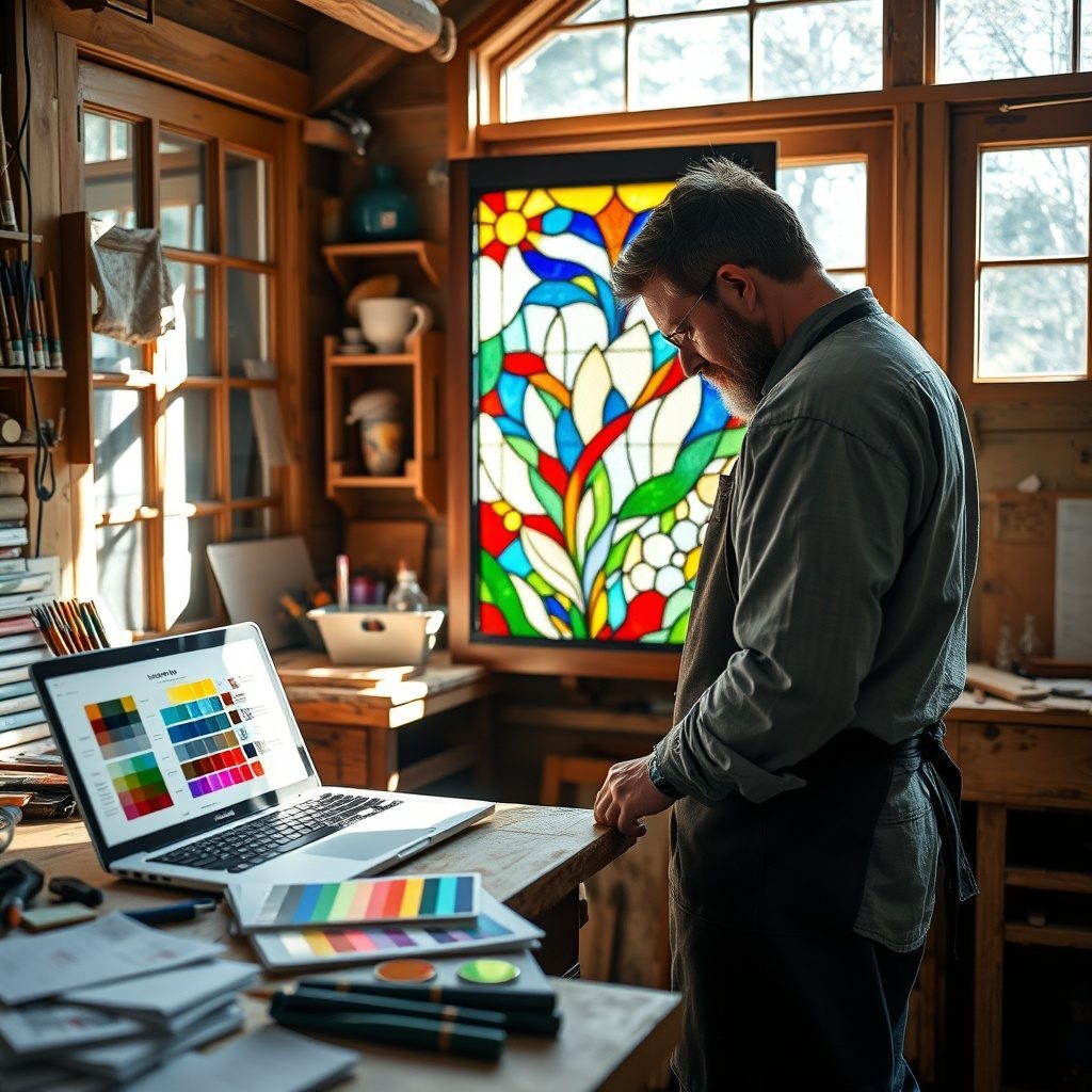 Bespoke stained glass lamp design