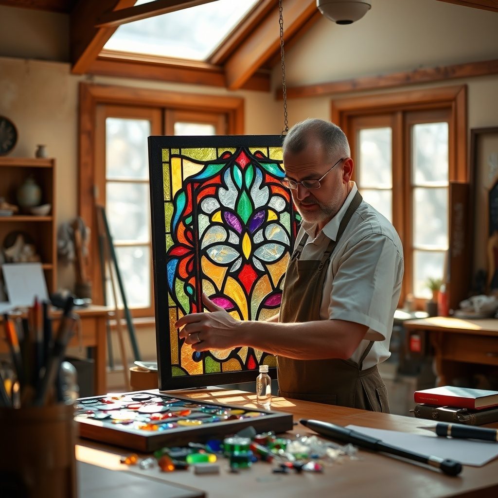 Custom stained glass window panel